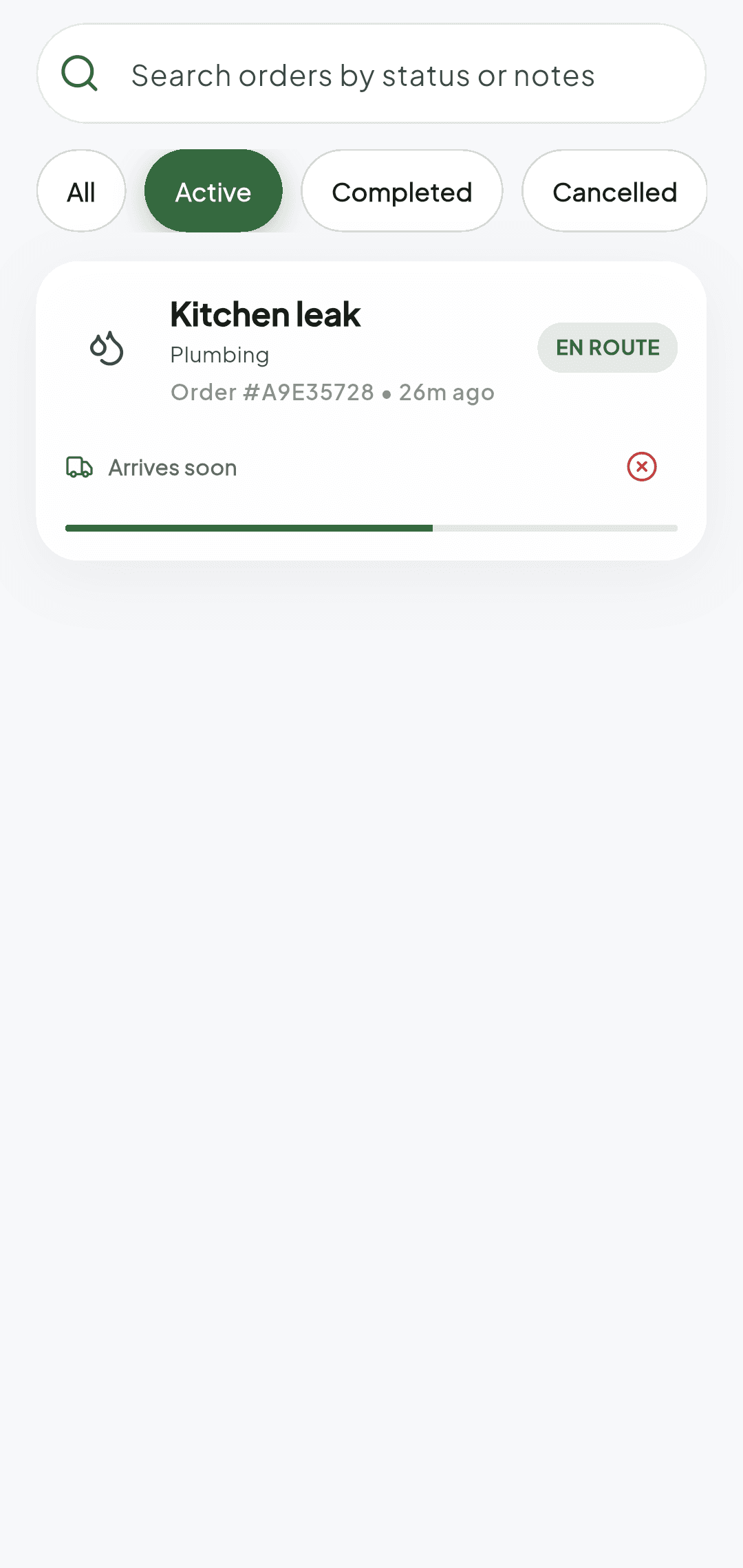 Orders screen in Wajed